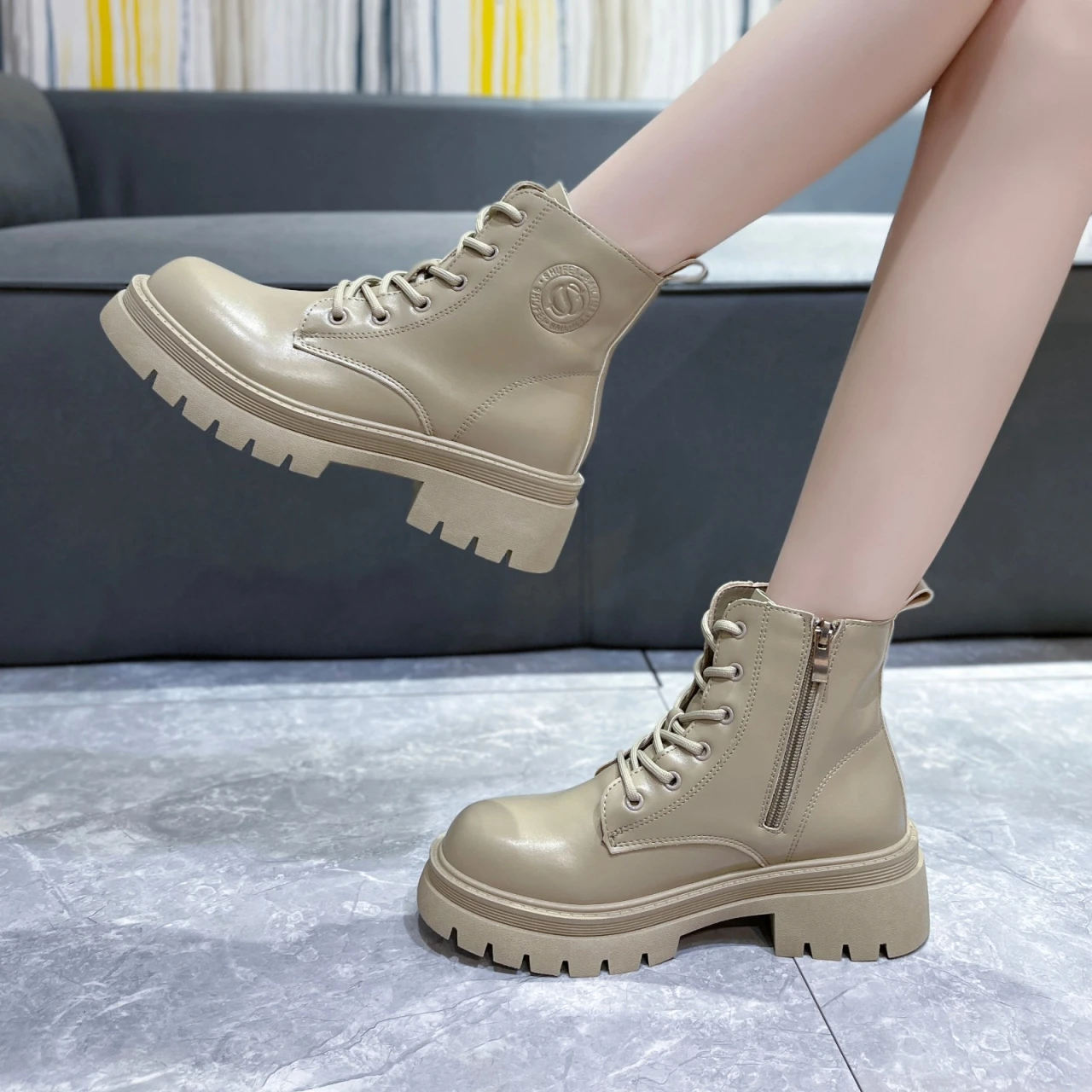 

Fashion Women's Boots 2022 New Fashion Women Shoes Lace Up Booties for Women Motorcycle Boots Botines Ladies Botas De Mujer