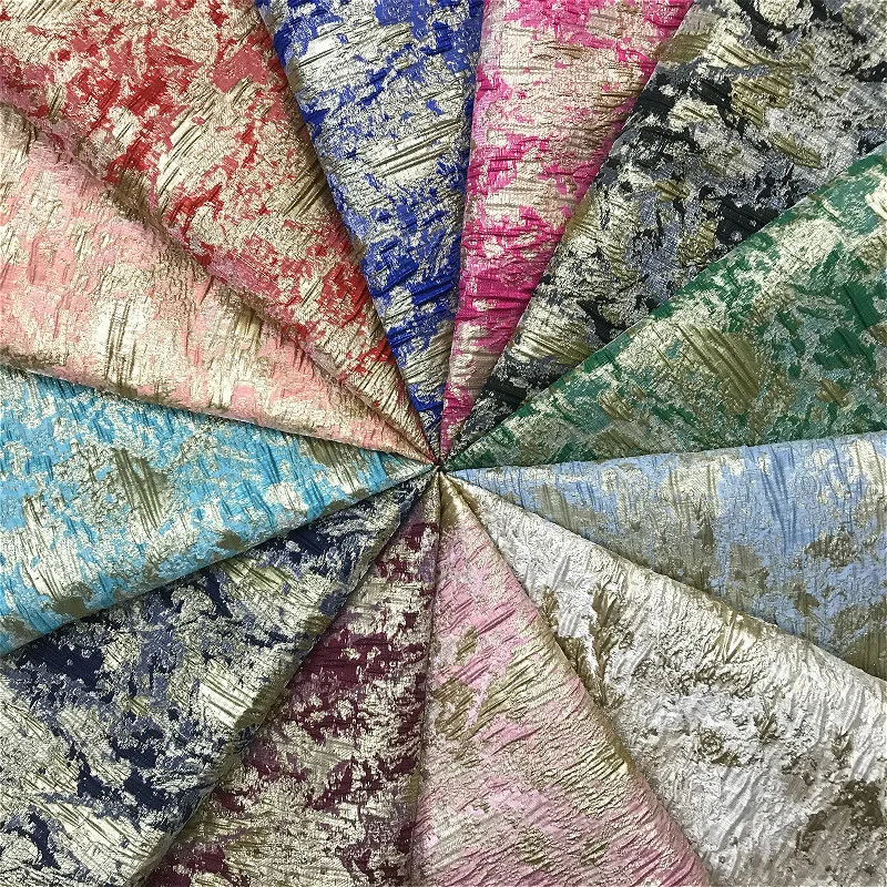 Metal Yarn Artistic Paint Embossed Brocade Fabric Jacquard Garments Curtain By Yard |