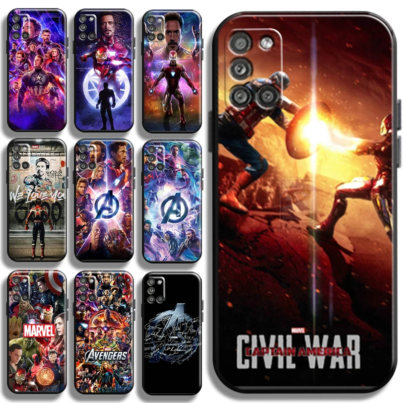 

Marvel Avengers Logo For Samsung Galaxy A31 A31 5G Phone Case Black Liquid Silicon Full Protection Back Shell Coque Cases
