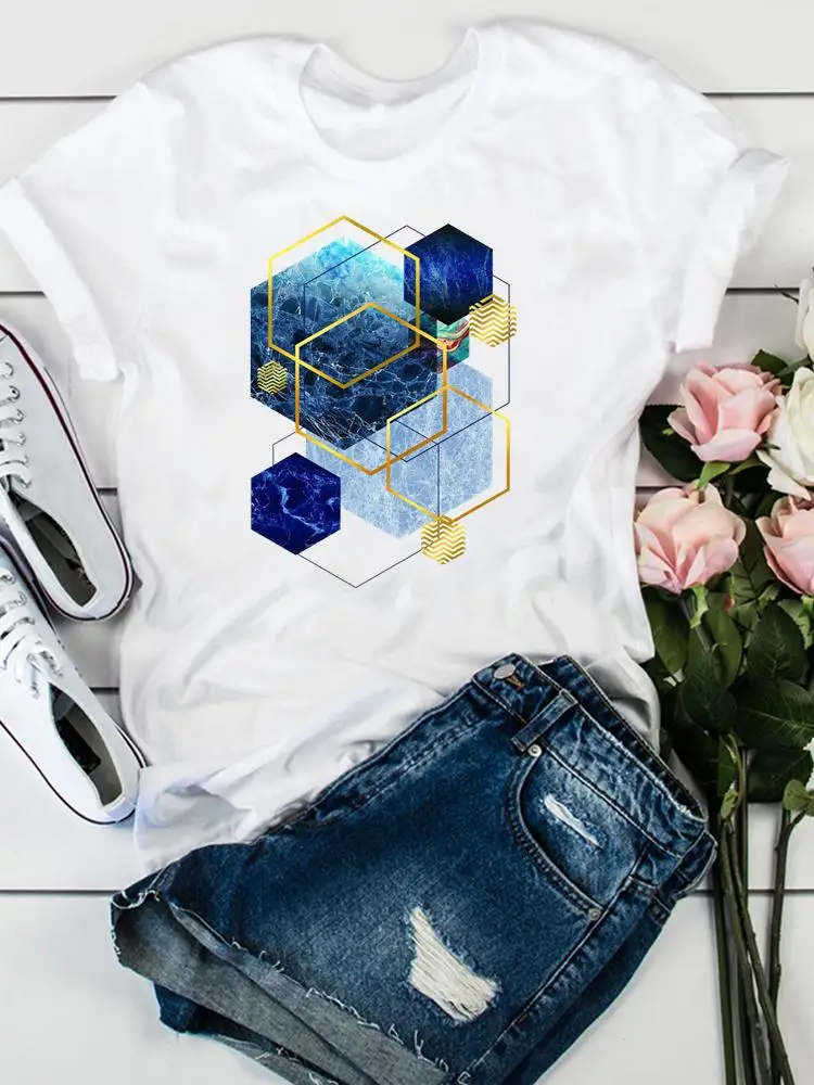 

Short Sleeve Fashion Clothes Women Clothing Print Abstract Lovely Style Trend Graphic Tee Summer T Female Casual T-shirts