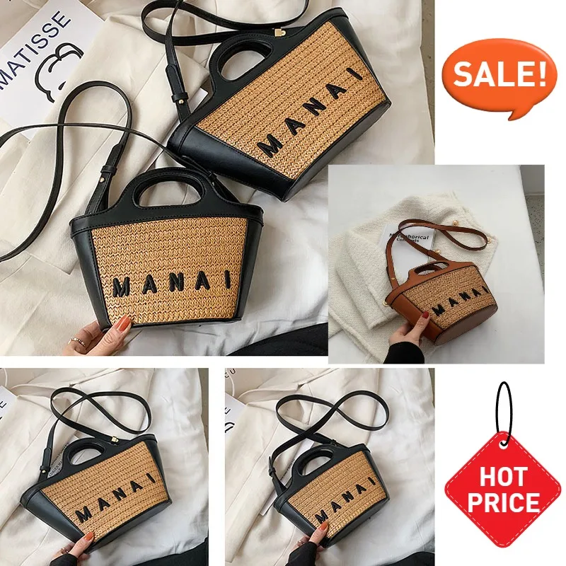 Сумки через плечо для женщин Соломенная тканая сумка Сращенная корзина на одно