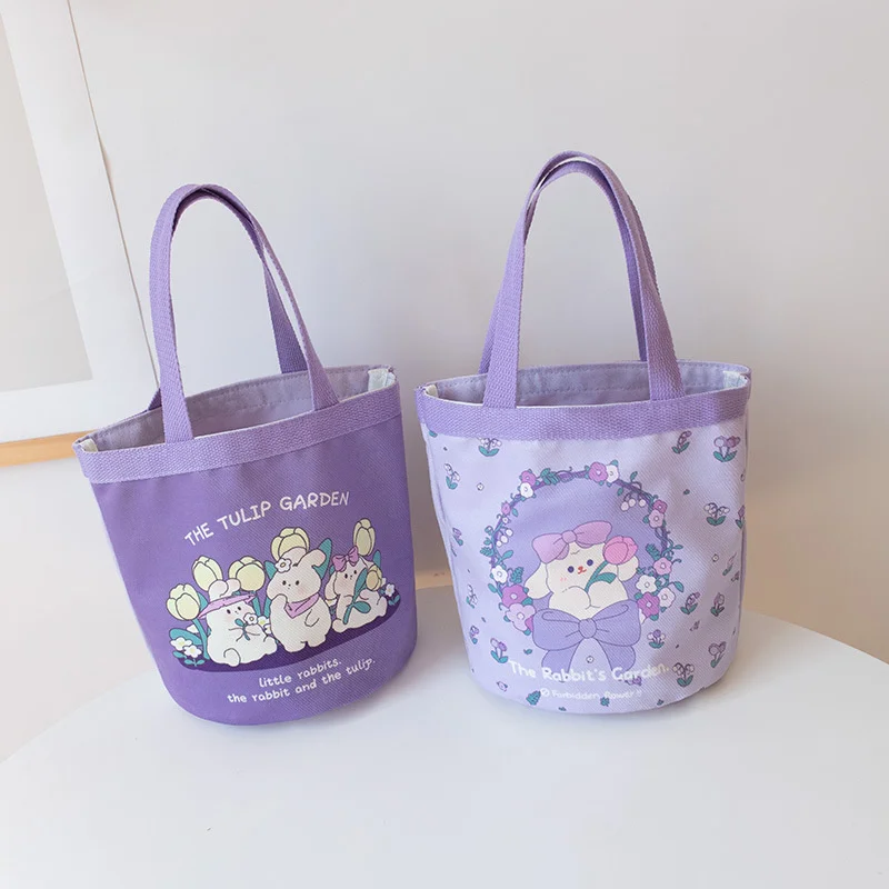 

Small Canvas Women Tote Bag Korean Kawaii Eco Lunch Bag Fashion Pouch Shopper Female Handbags Cloth Picnic Bento Girls Food Bags