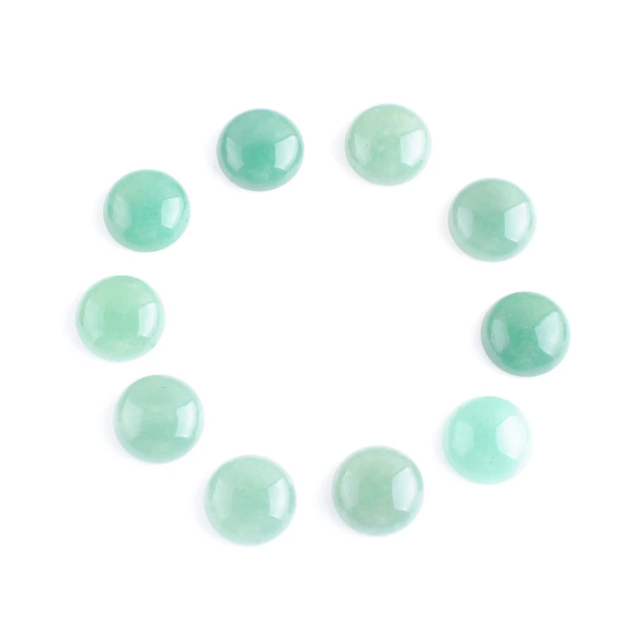 

16mm 20Pcs Natural Stone Aventurine Round Flat Back Cabochons For Woman Men Jewelry Making Loose Beads DIY Ring Earrings TU3026