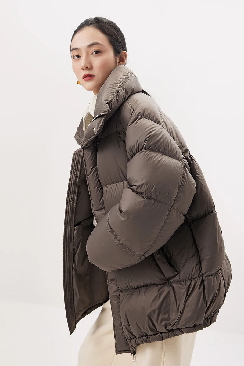 New Casaco Feminino  90%  White Duck Down  Winter  High Street Fashion Design Zipper  Pockets  Down Jacket Women