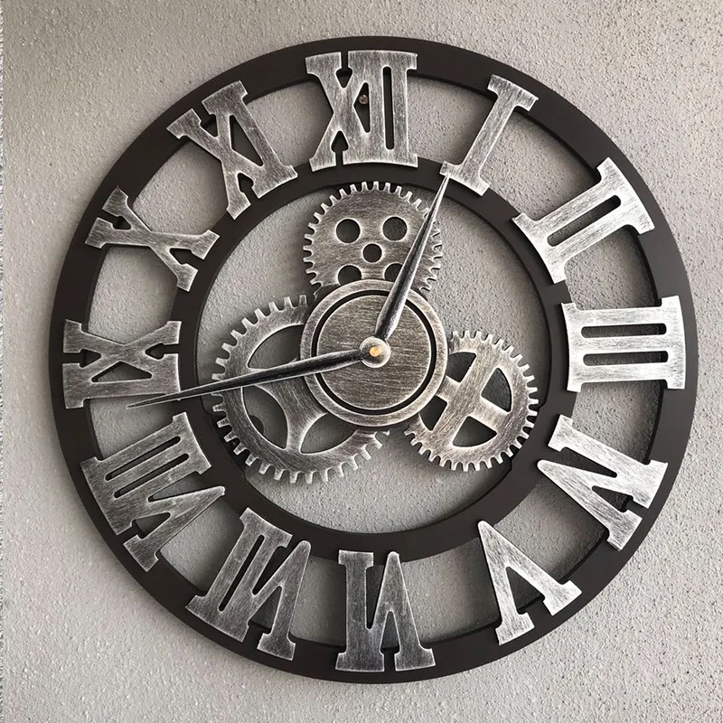 

Promotion Top Fashion Industrial Gear Wall Clock Decoration Retro Silent Mechanical Age Decor Home Decorative Room Art Style