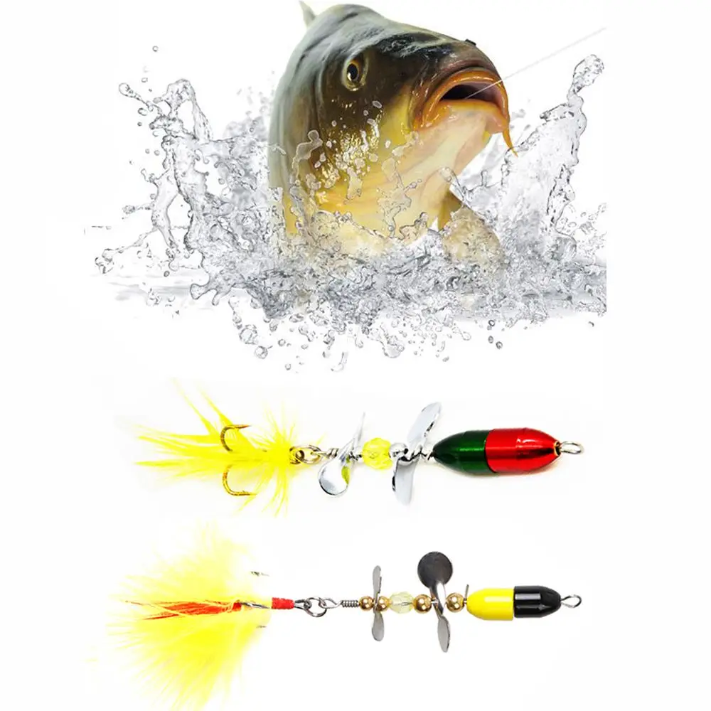 

Portable With Feather Durable Treble Hook Crank Bait Spoon Spinner Fishing Metal Lures Fishing Tackle