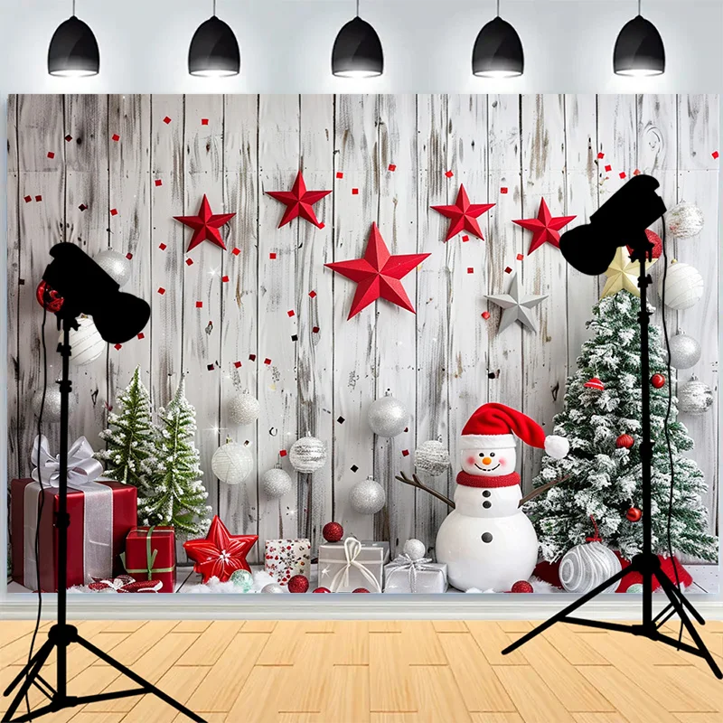 Rustic Floral Decor Christmas Day Photography Backdrops Santa Claus Fireplace Winter Family Party New Years Background XH-75