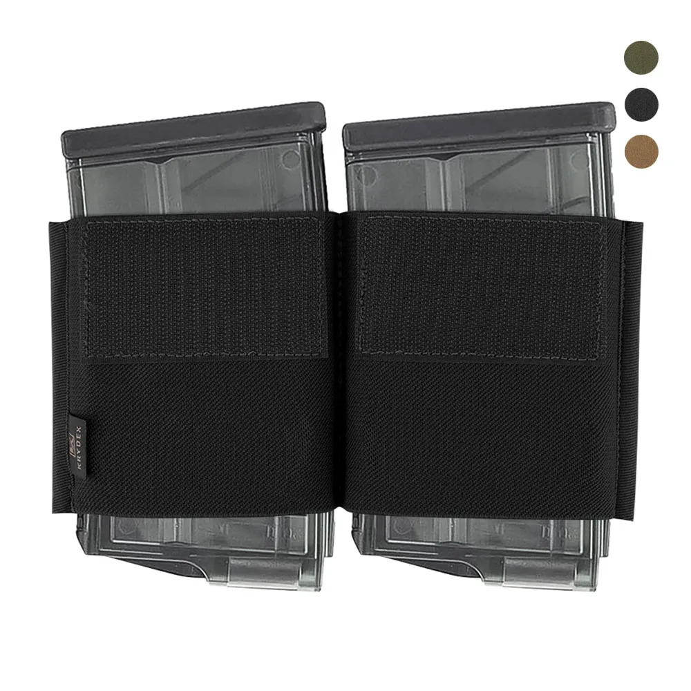 

KRYDEX Tactical Double Rifle 7.62 HK Magazine Pouch Insert Elastic Buld-in Mag Holder with Hook Fasteners for MK3 MK4 Chest Rig