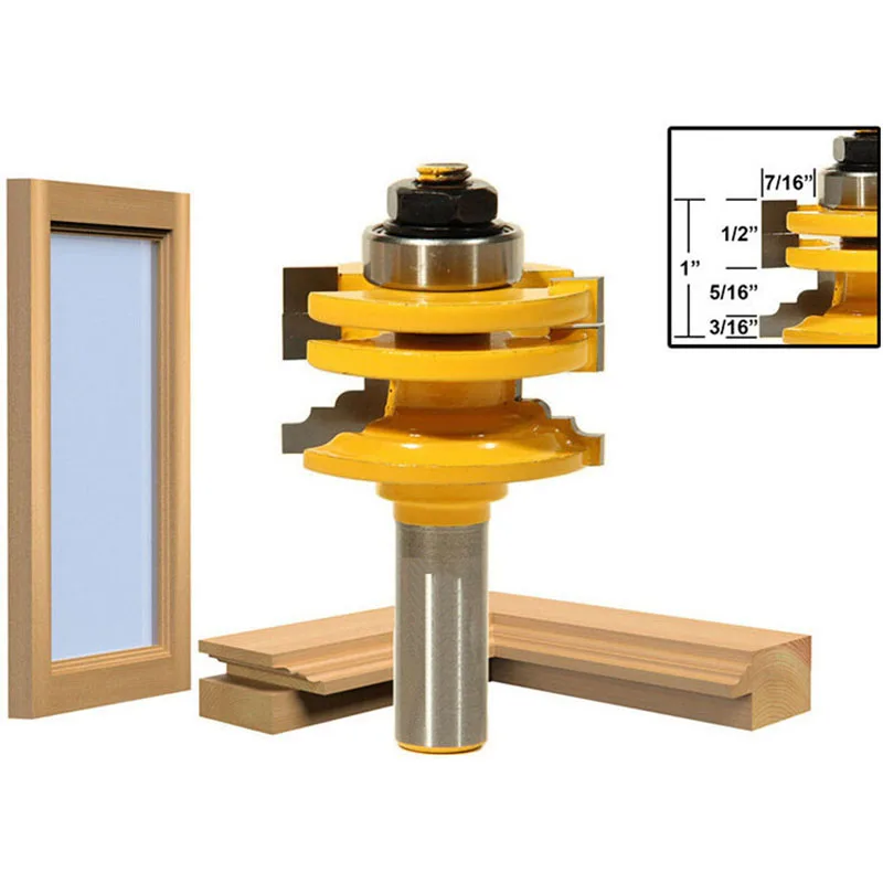 

1PC 1/2" 12.7MM 8MM Shank Milling Cutter Wood Carving Glass Door Rail & Stile Reversible Router Bit Woodworking Cutting Tool
