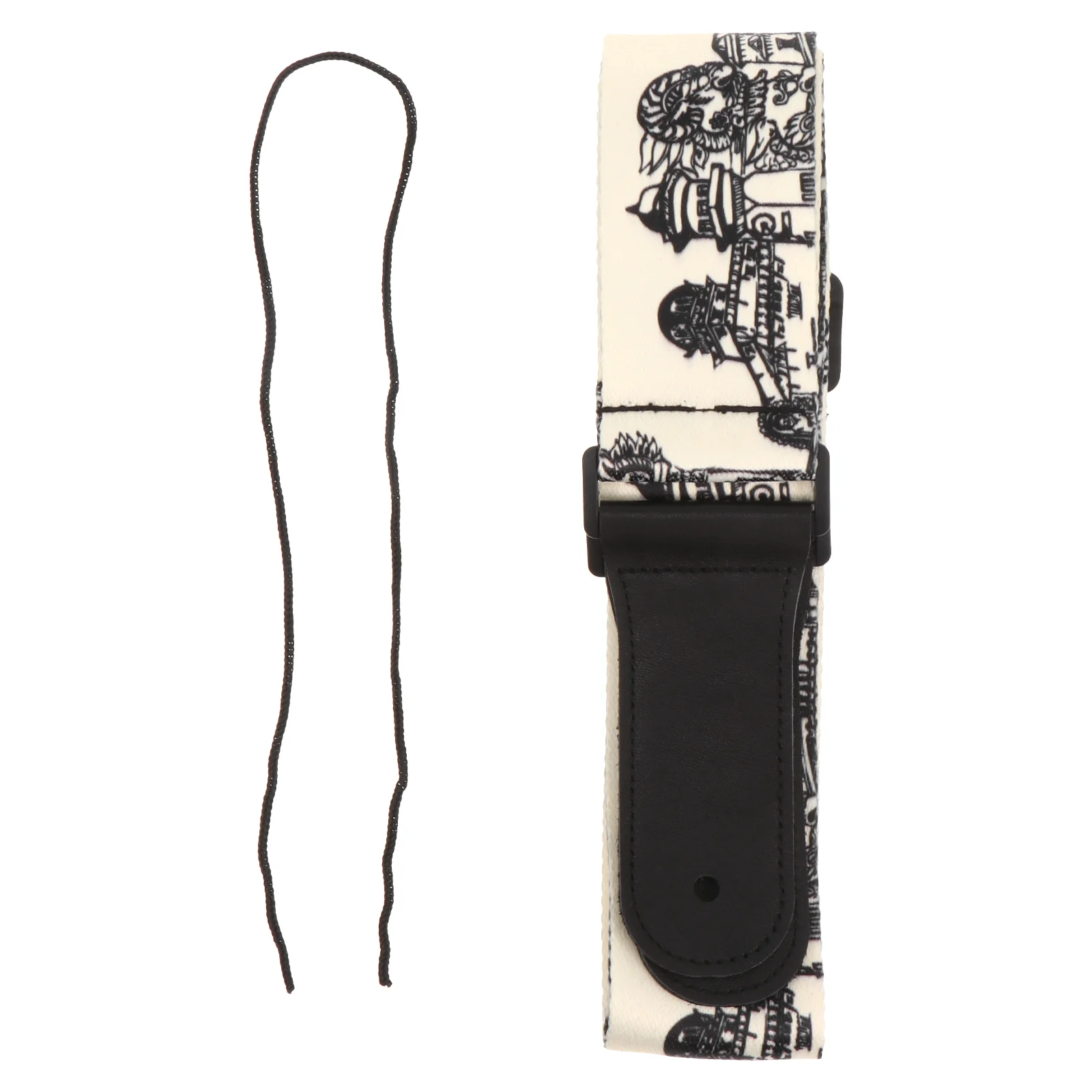 

1pc Printed Guitar Strap Electric Acoustic Guitar Strap with Leather Head