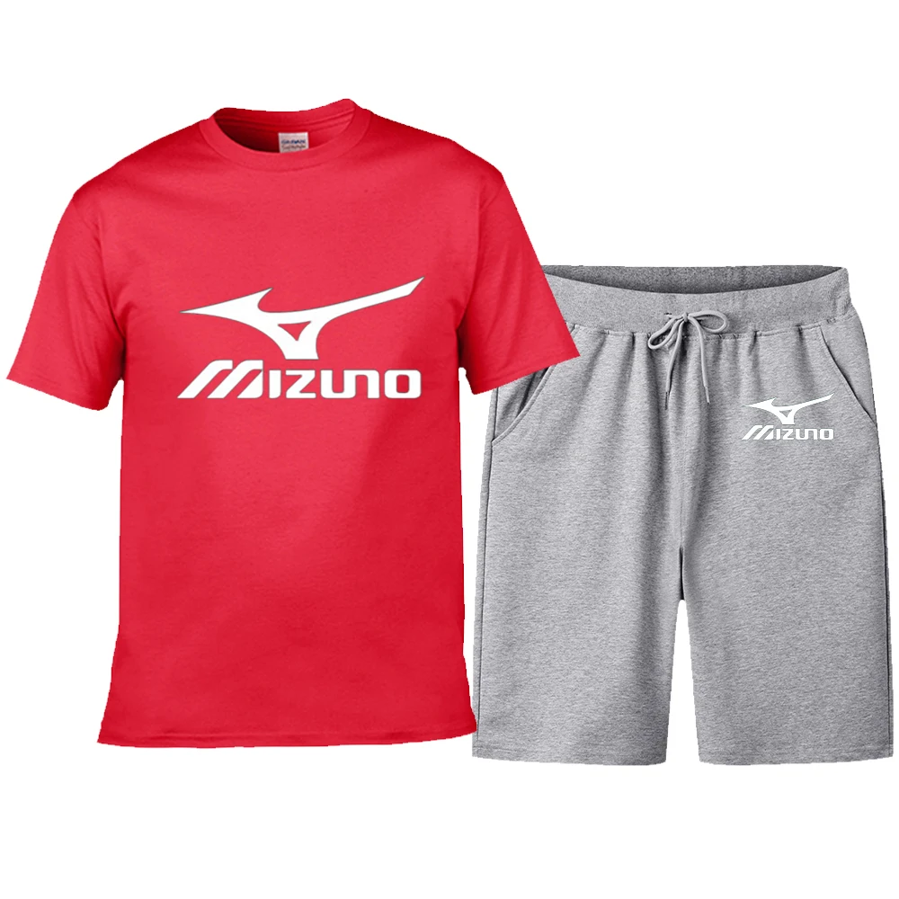 

Mizuno Brand Men's Sports Set Fashion Leisure Fashion Star Brand Short Sleeve Set Summer Essential Two piece shorts polo shirt