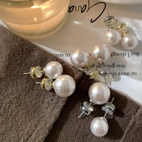 timeless wonder glam faux pearl geo studs earrings for women designer jewelry runway ins trendy fashion korean japan sweet 4566