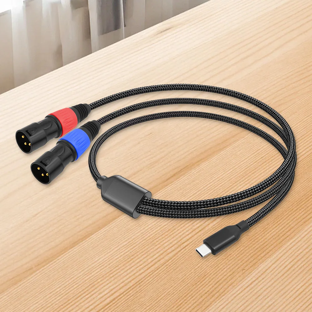 Фото USB Type C «папа» на 2 XLR «папа» стерео аудиокабеля ЦАП 24 бит 192 кГц Тип C на двойной XLR «папа» Aux кабель для смартфонов и ноутбуков №3