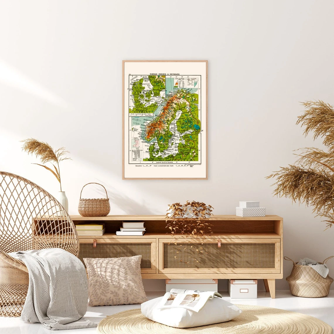 Винтажная карта Скандинавии-винтажная Дании винтажная Карта Швеции Норвегии