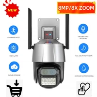 8mp 8x zoom 4k ptz ip camera dual lens audio outdoor wifi camera motion detection color night alarm cctv video surveillance cam