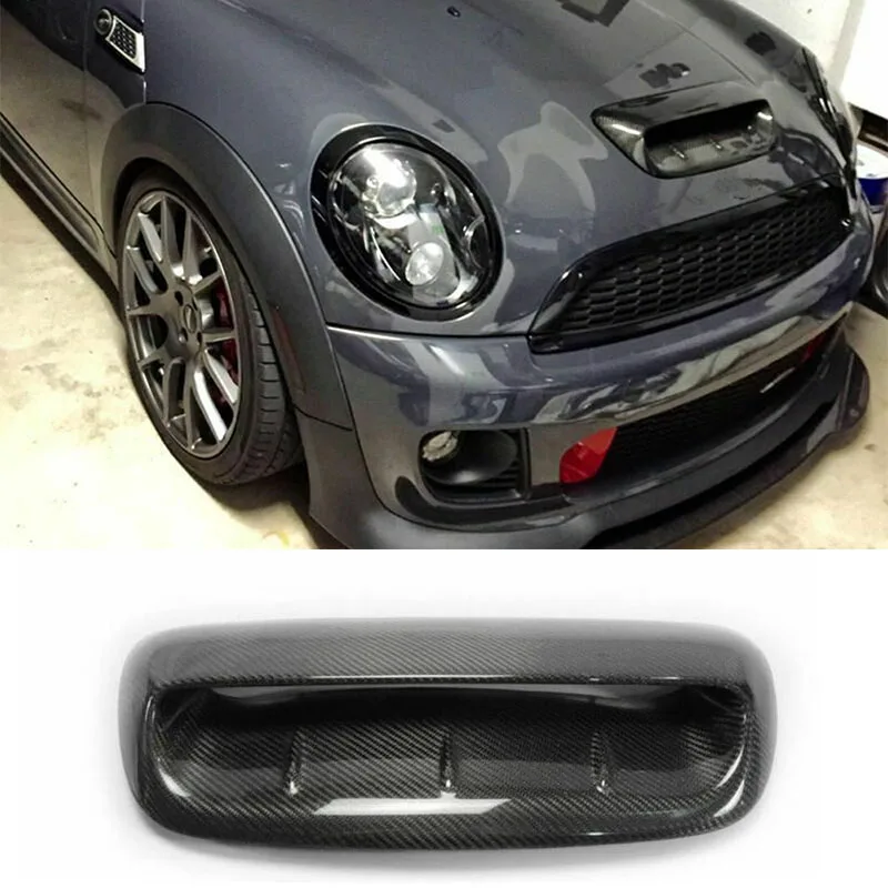 

For Mini Cooper S R56 2007-2014 Front Engine Hood Bonnet Scoop Air Vent Cover Trim Real Carbon Fiber Car Outlet Cowling Shield
