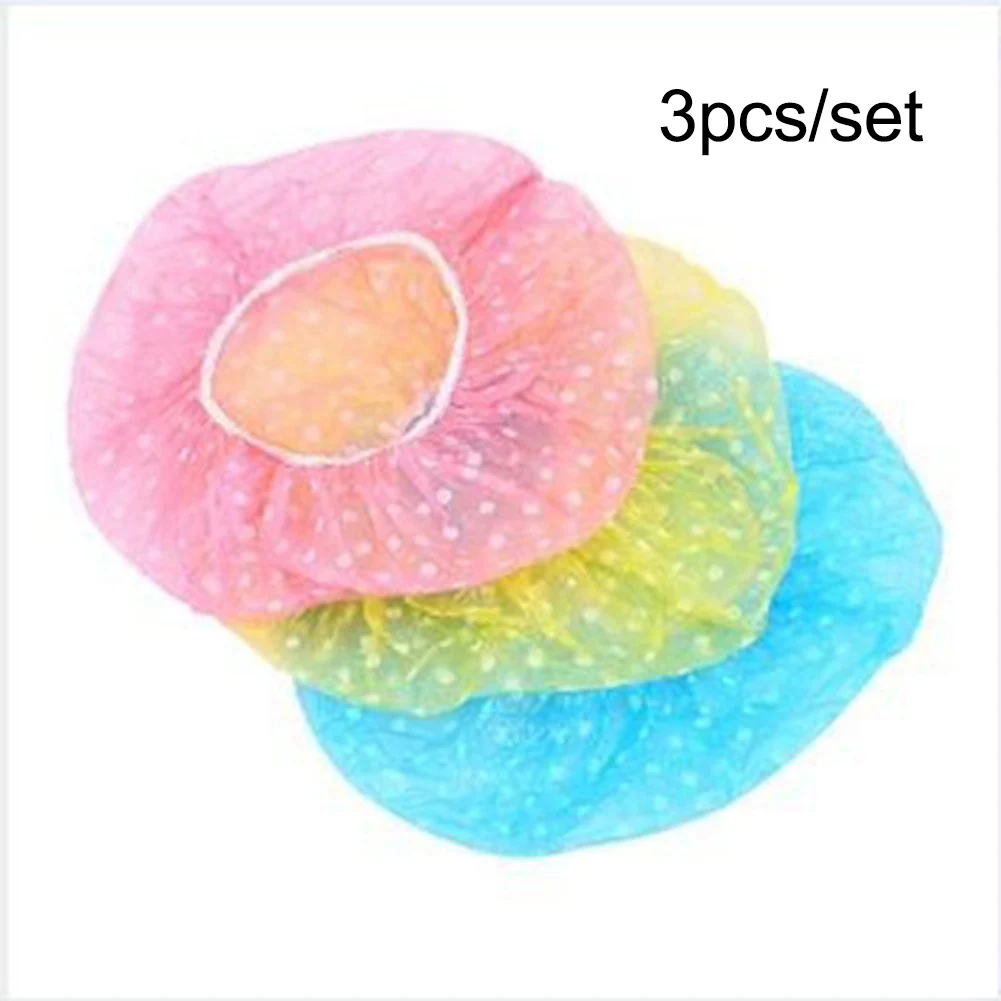 

3pcs Waterproof Bath Hat Thickened Waterproof And Oil Fume Cap Women Spa Hair Salon Supplies Shower Cap Bathroom Accessories