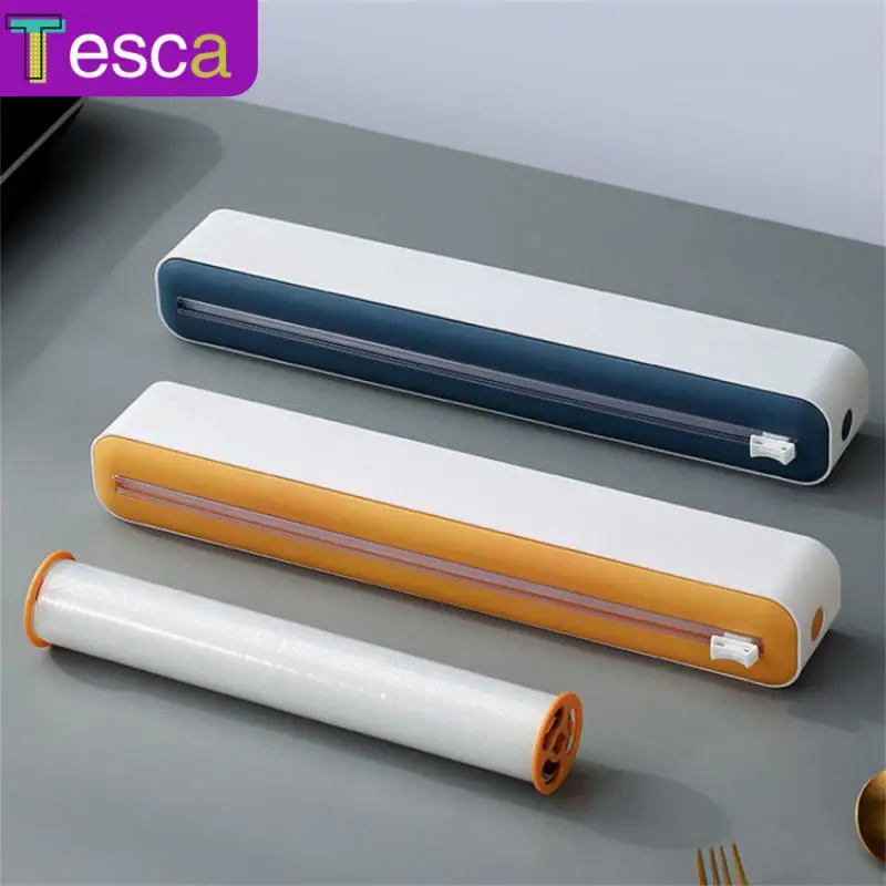 

Storage Wrap Cutting Box With Cutter Two-way Head Film Dispenser Refillable Kitchen Plastic Cling Wrap Dispensers Fresh Tool
