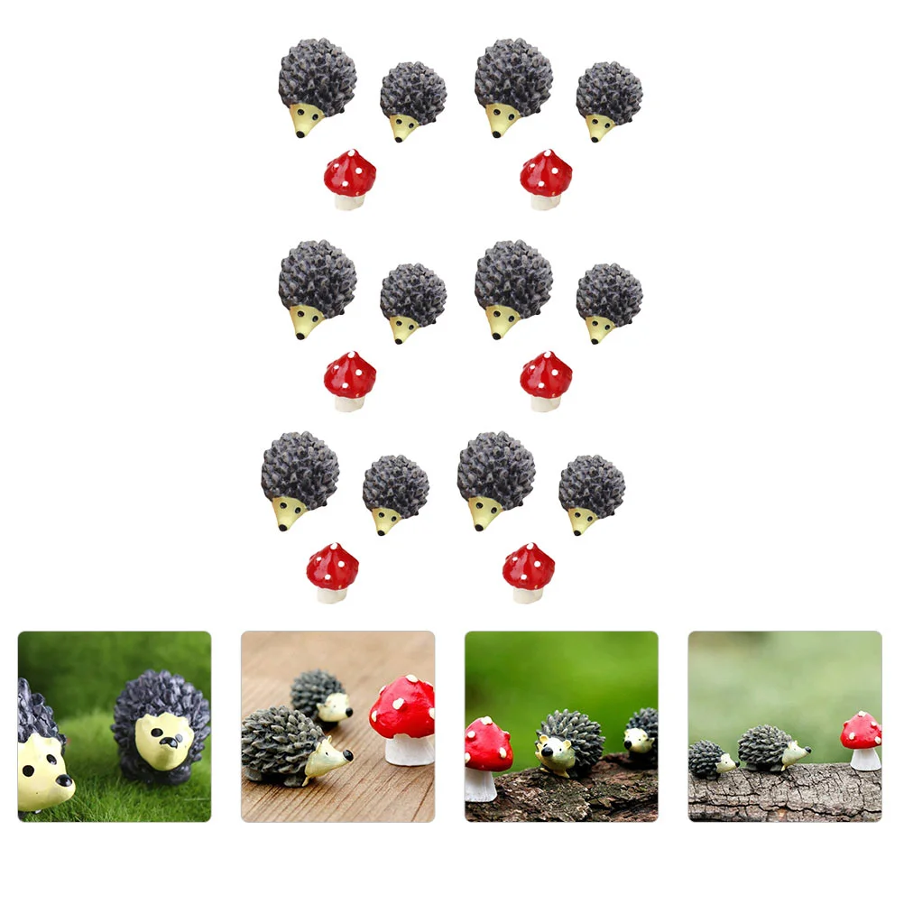 

18pcs Hedgehogs and Mushroom Miniature Figurines Accessories for Landscape Pots Bonsai Craft Decoration