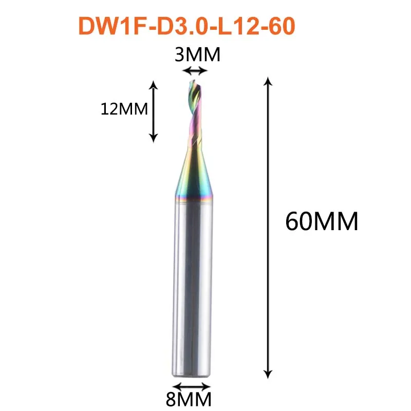 

Dreanique 1 шт. фреза 3 4 5 6 8 мм с покрытием DLC 1 флейта концевая фреза для Al-пластика, двери, окна, резки алюминия