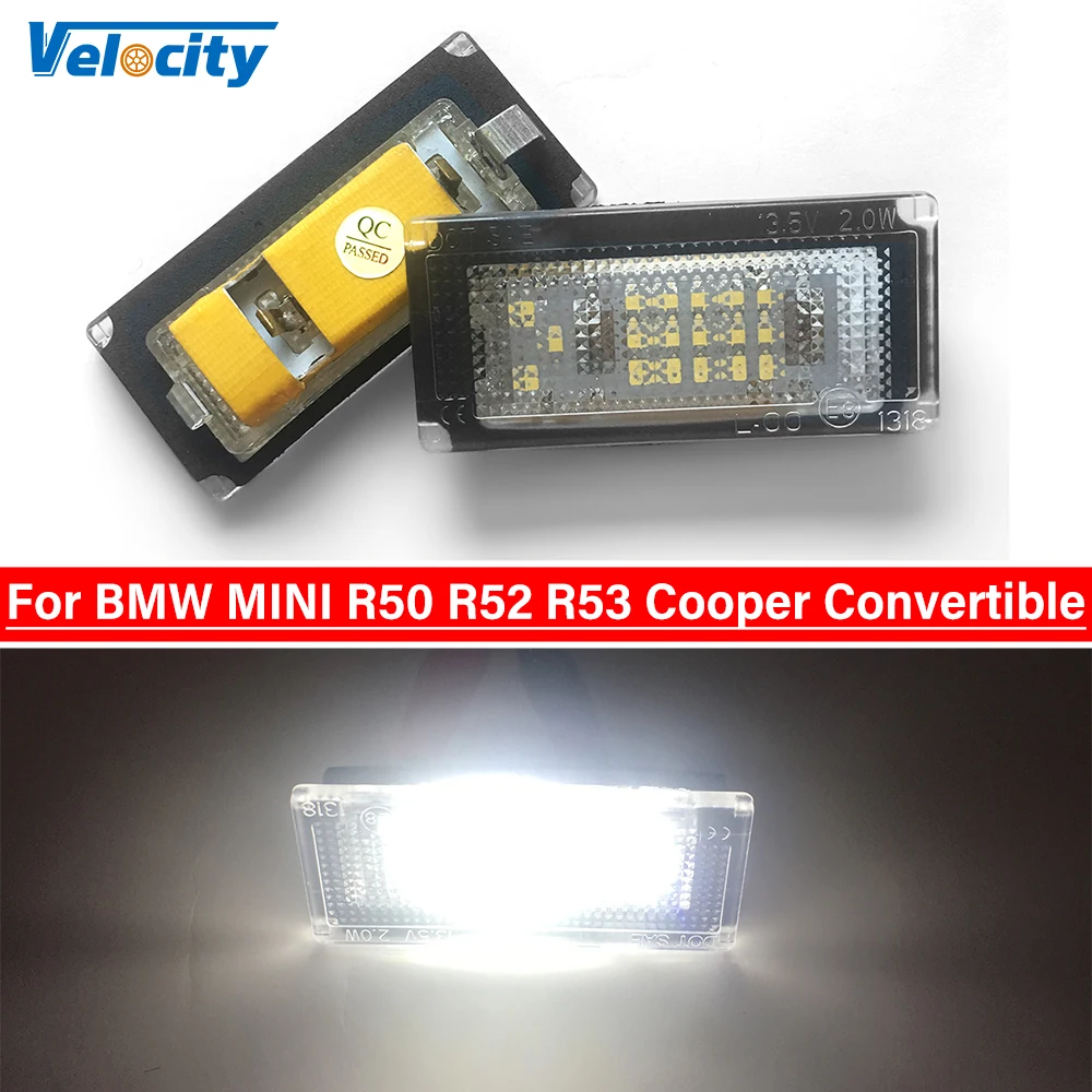 2Pcs LED Number License Plate 6500K White Light Canbus No Error For BMW MINI R50 R52 R53 Cooper S One Convertible