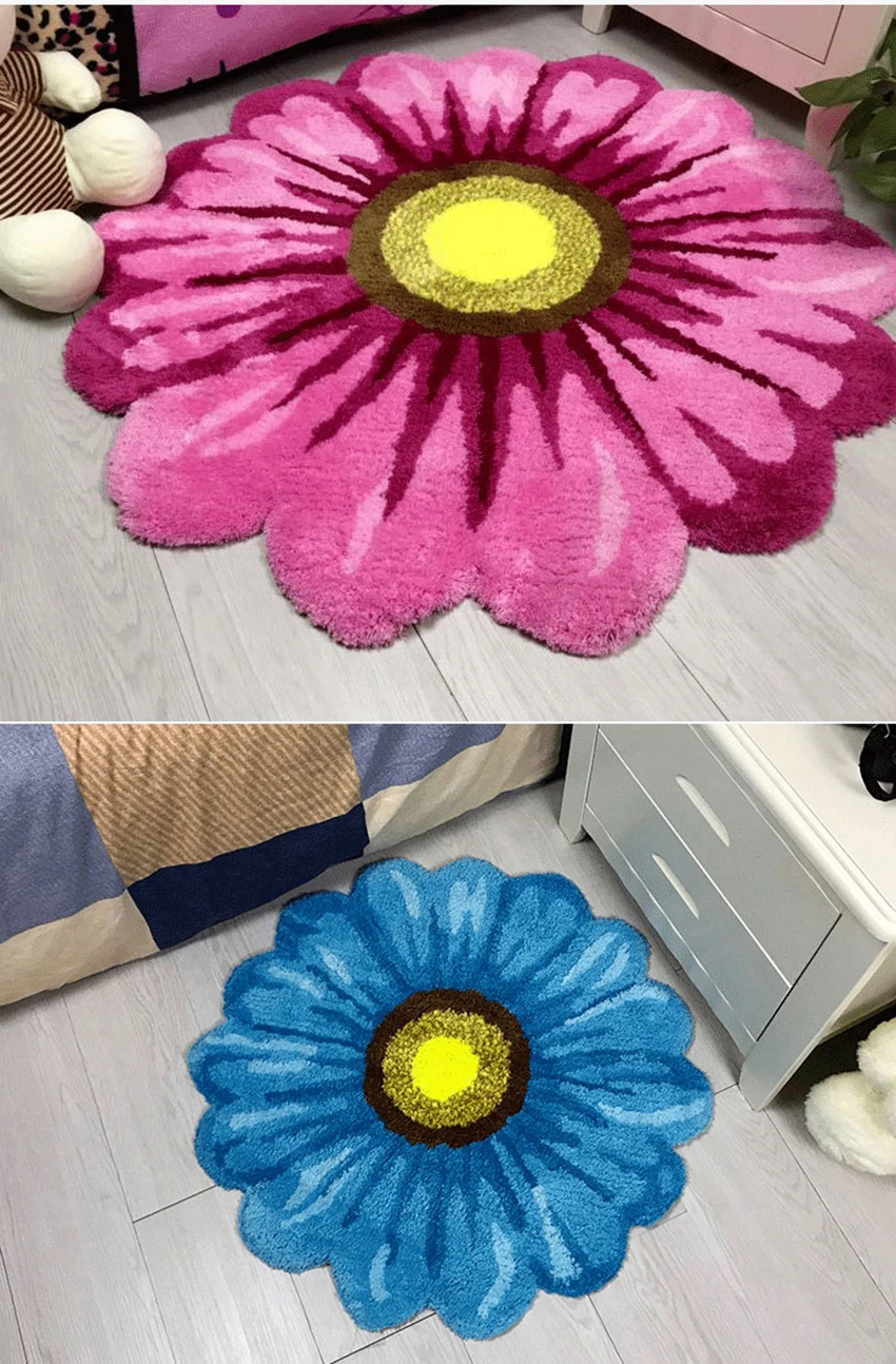 

Codrok 3D ковер в форме цветка супер мягкий плюшевый Художественный Цветочный Ковер нескользящий напольный коврик с хризантемой Прямая постав...