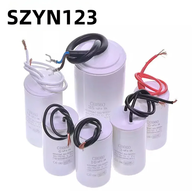 2 шт. CBB60 Конденсатор для двигателя 450 В 3 мкФ 4 5 6 8 10 12 14 16 18 20 25 100 Старт водяной насос