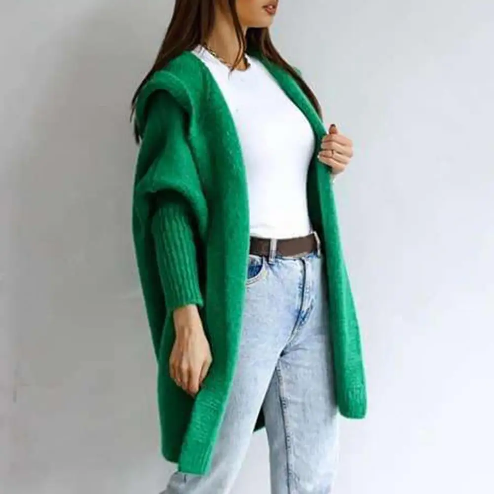 

Chic Sweater Coat Solid Color Thermal Women Jacket Pure Color Winter Sweater Coat