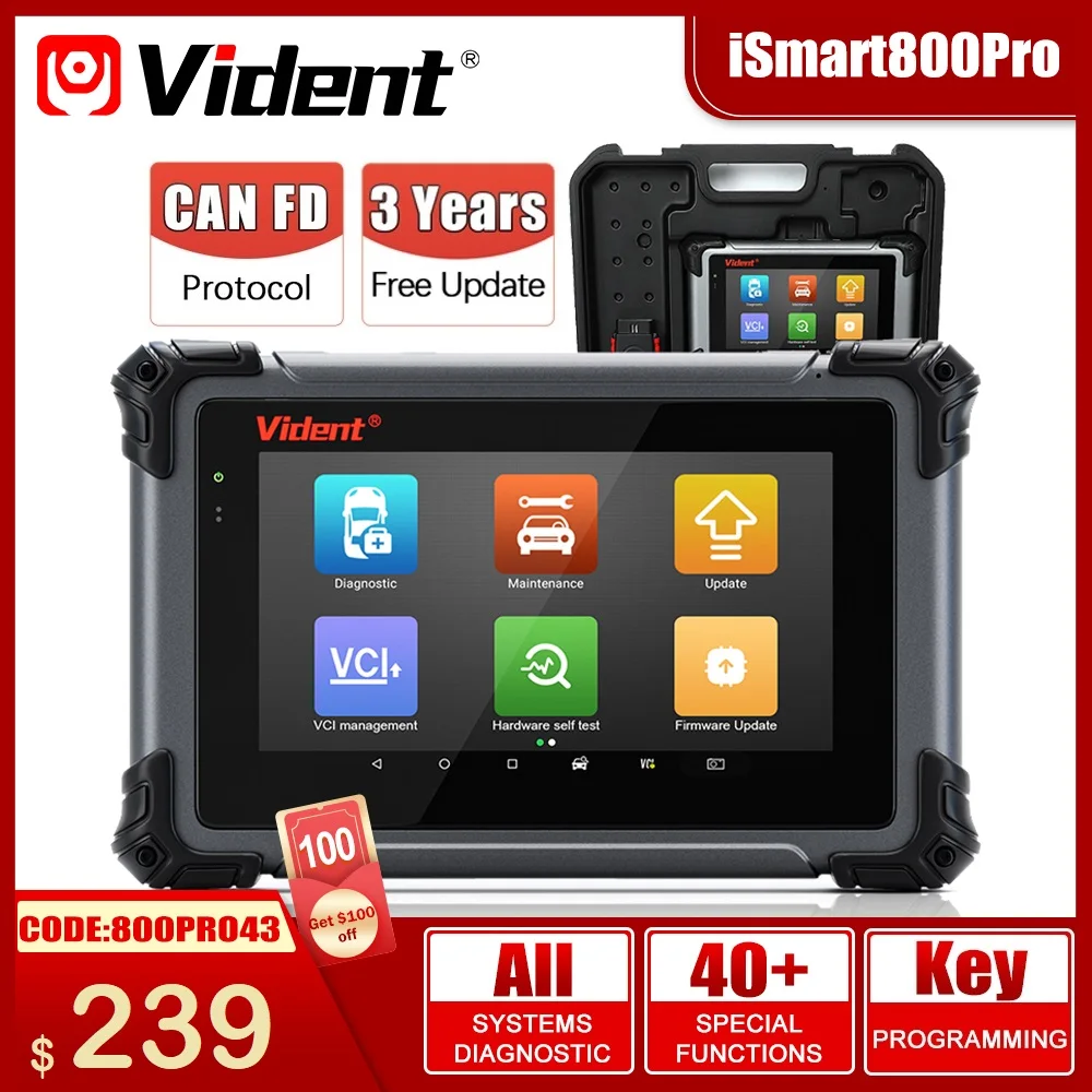 

Vident iSmart800 Pro All System OBD2 Scanner Automotivo Diagnostic Tool with 40+ Reset Active Test Code Reader Key Coding Tool