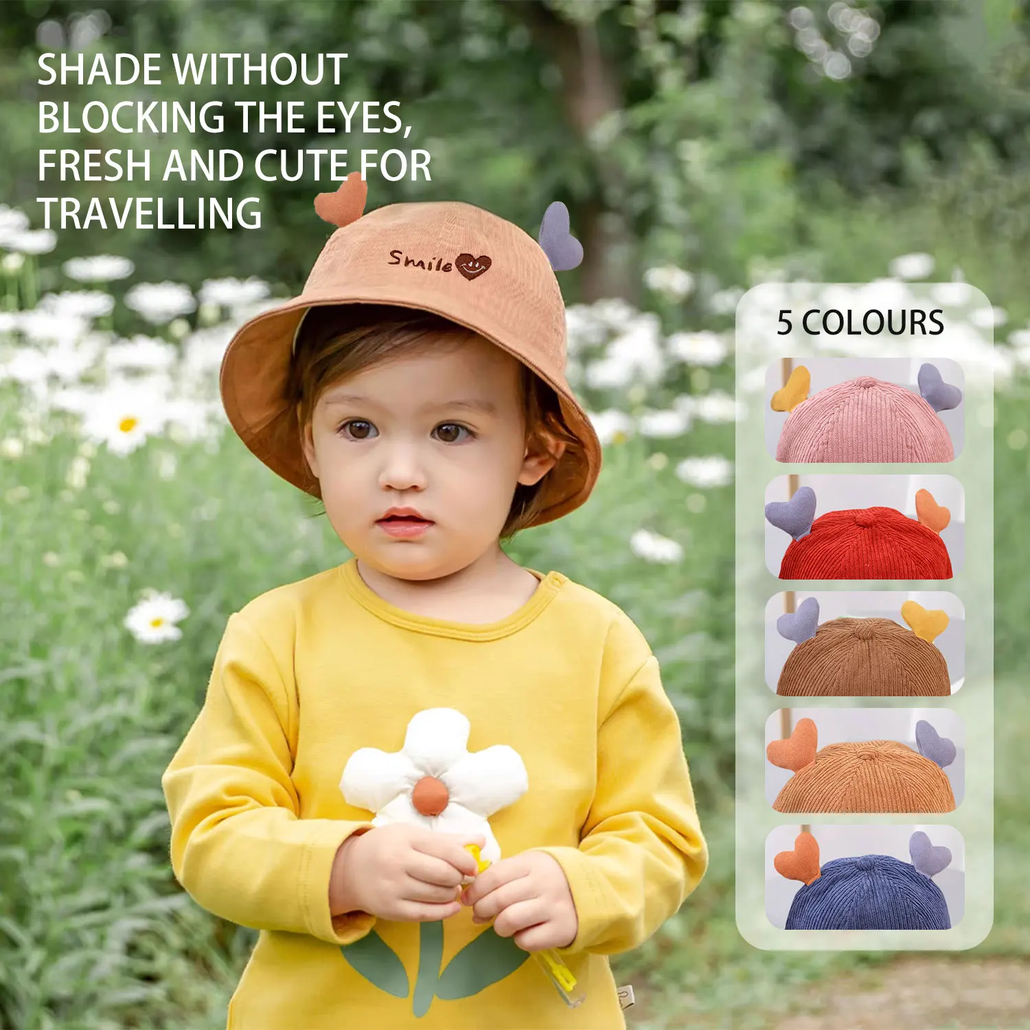 Детская Шляпа От Солнца В Рыбацком Стиле С Сердечком Смайлик Бархатный Материал