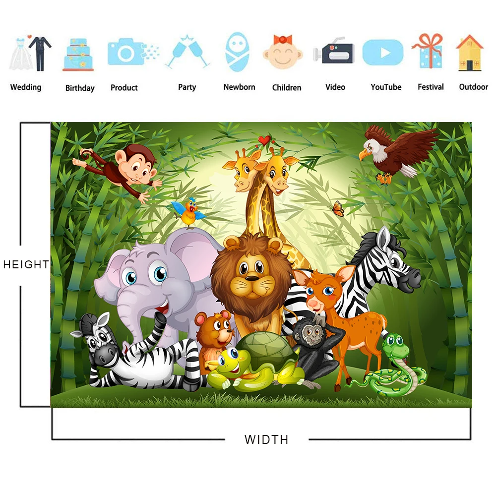 Мультяшные животные дикие сафари джунгли тематическая вечеринка на день