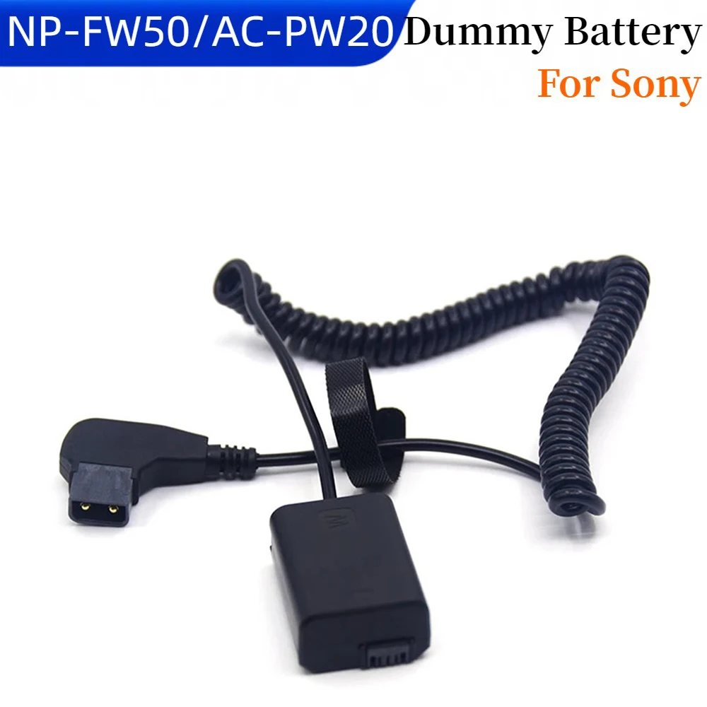 

D-Tap NP-FW50 Dummy Battery Spring Cable AC-PW20 DC Coupler for Sony A6000 A6300 A6500 A7000 NEX5 NEX6 NEX7 A7R A7S A7SII ZV-E10