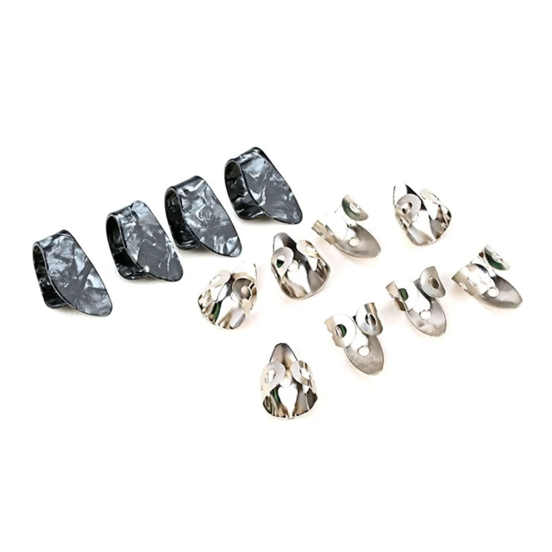 

12 Pieces Guitar Finger Picks Set Adjustable Bass Finger Picks for Guitar Banjos