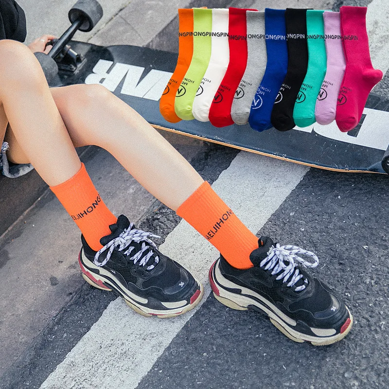 Вязаные носки ручной работы в уличном стиле женские милые модные длинные