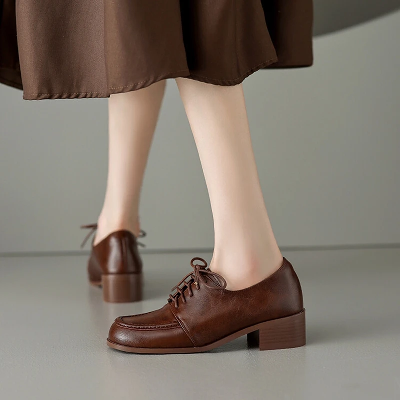 Новые осенние женские лоферы обувь из спилка для женщин туфли с круглым носком на