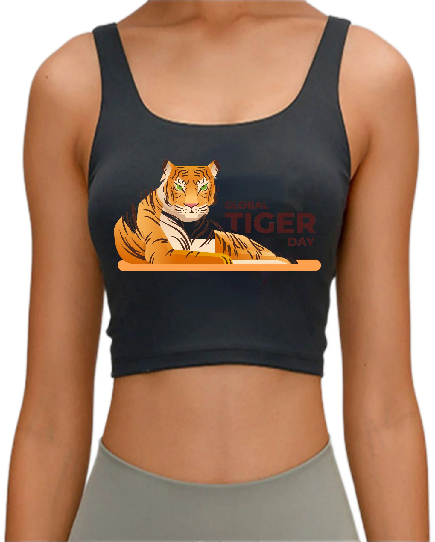 Кроп-Топ женский с тигровым принтом модный спортивный хлопковый бюстгальтер топ