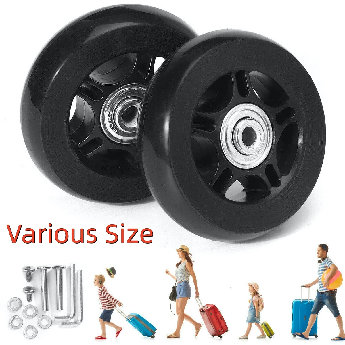 

Tools Travel Part Diy Repair Axles 2pcs Silent Wheels Suitcase Luggage Kit Caster Sliding Rubber Home Resistant Replacement