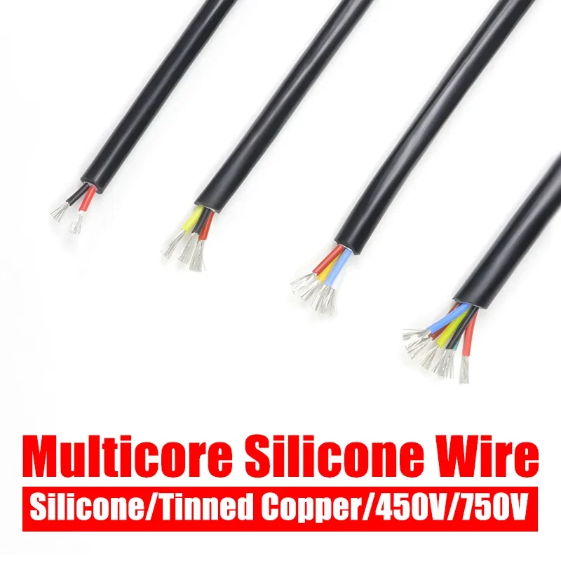 

Супермягкий силиконовый резиновый провод 1 м, 2, 3, 4, 6 ядер, гибкие провода для светодиодного освещения «сделай сам», медный кабель