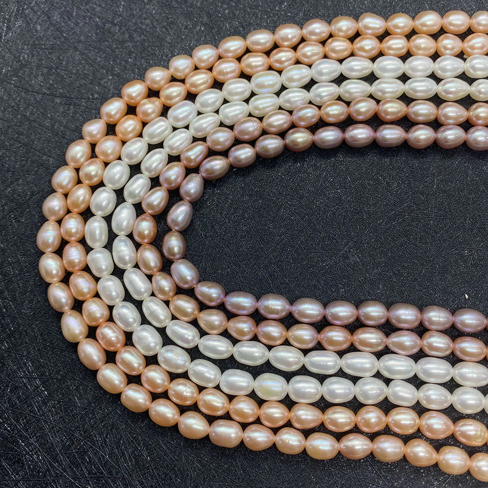 New AAA Grade Natural Fresh Water 5-6mm Rice-shaped Pearl DIY Jewelry Fashion Necklace Bracelet Ladies Jewelry Accessories