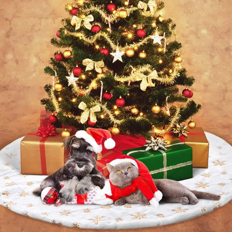 Юбка для рождественской елки с золотым жемчугом и блестками