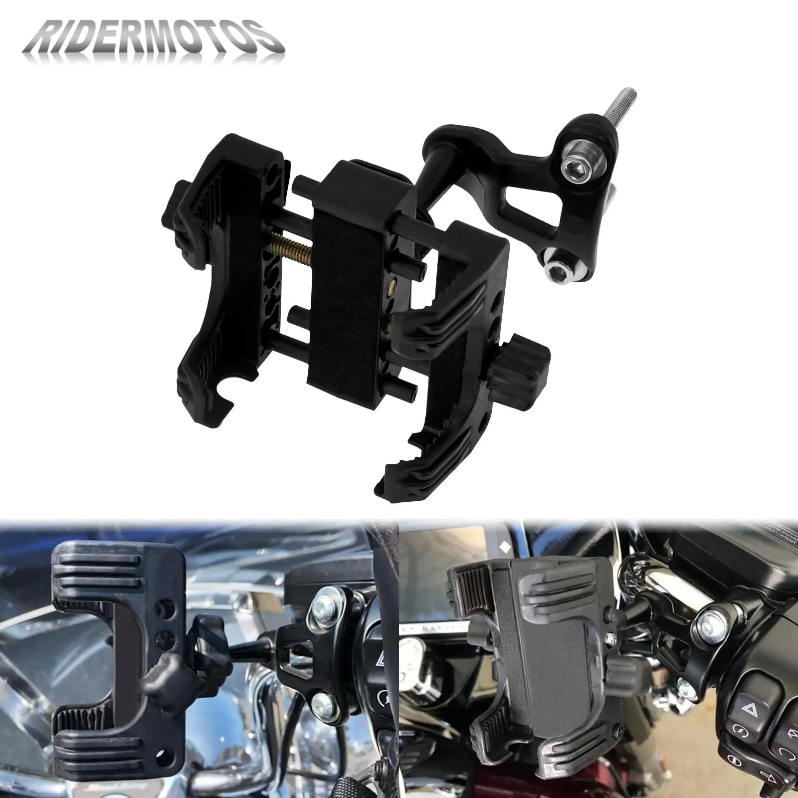 

Motorcycle Black Mobile Phone Holder Standard Device Clamp Holder For Harley Sportster Touring Glide Softail Dyna Touring V-Rod