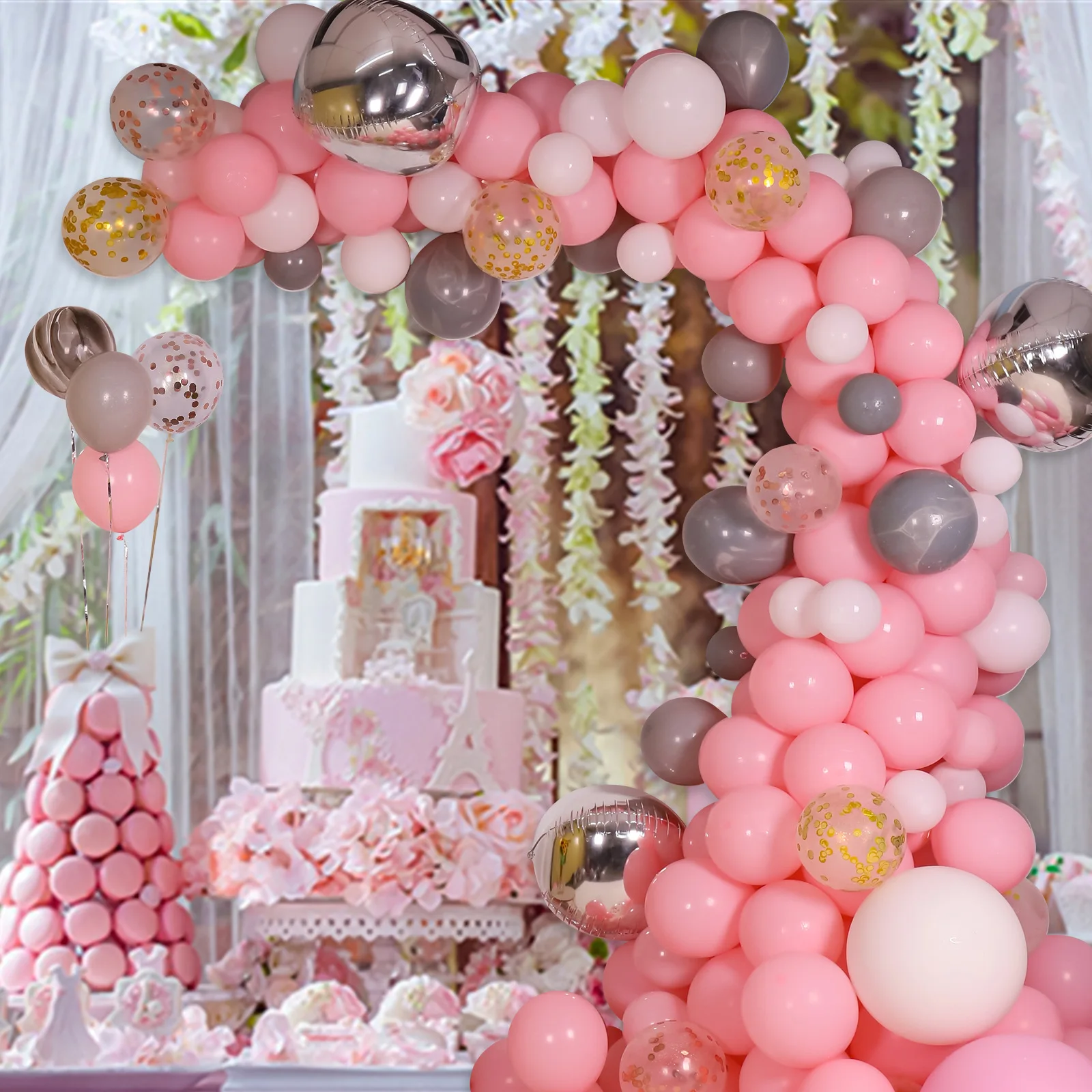 

Pink Princess Theme Balloon Set Birthday Party Decoration Confession Proposal Scene Balloon Arrangement Set