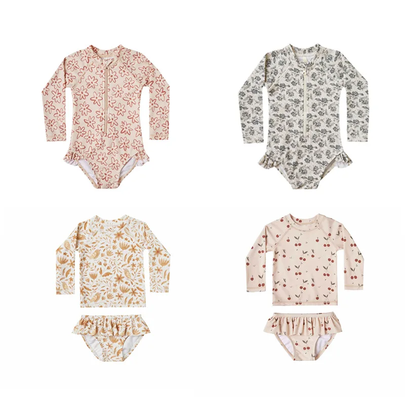 Новинка 2021 летний купальник для маленьких девочек с принтом Пляжное бикини