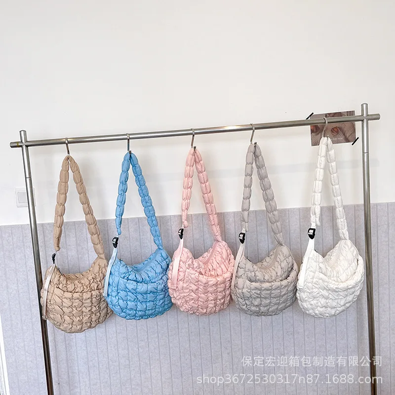 2024Новая плиссированная сумка-облако с несколькими карманами на плечо