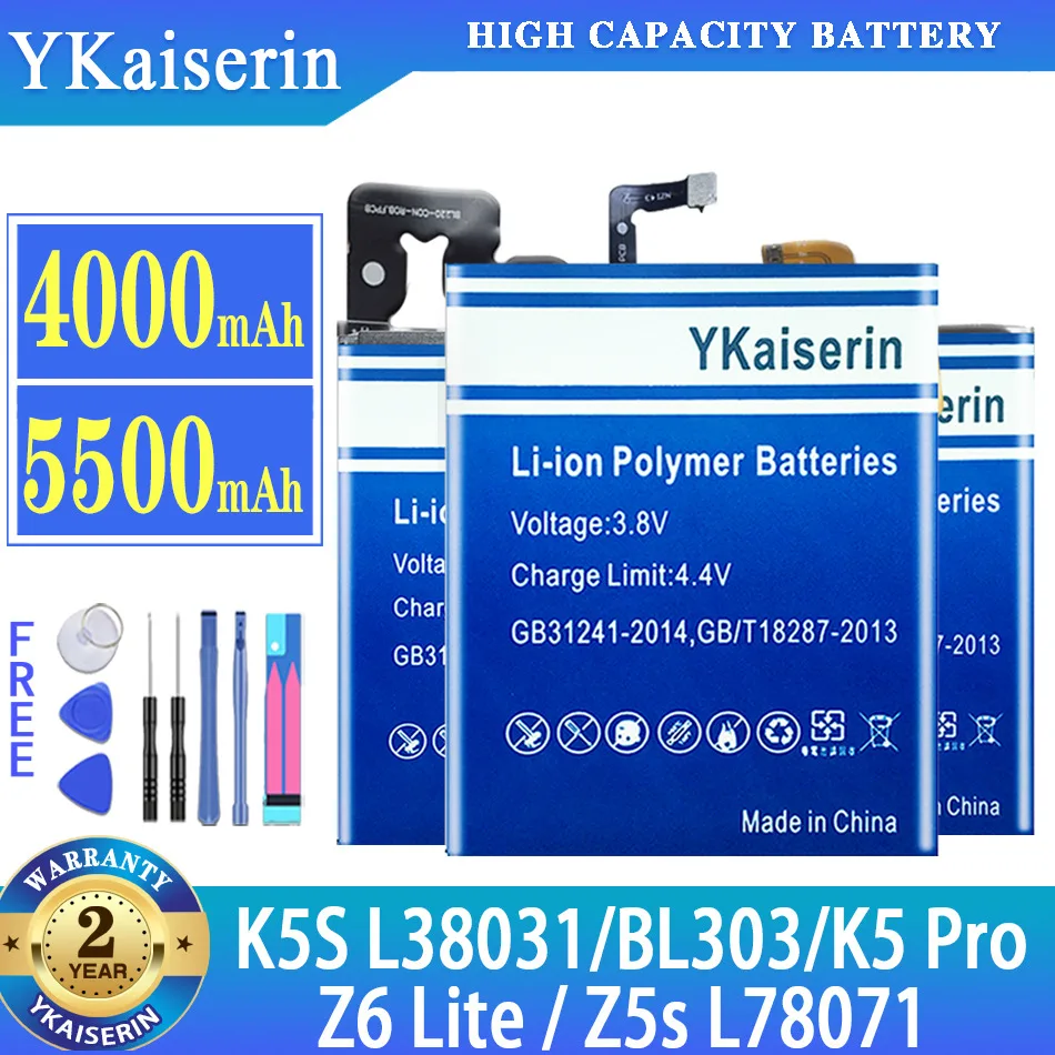

YKaiserin Battery For Lenovo K5S L38031 BL303 K5 Pro K5Pro L38041 Z6 Z6 Lite Z6Lite Z5s L78071 6.3 Inch High Quality Batteria