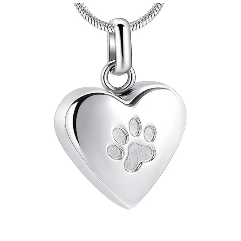 

Heart Shape Dog Paw Cremation Pendant, 925 Silver Pet Urn Necklace, Ashes Honor, The Special Family for the Dog's Funeral