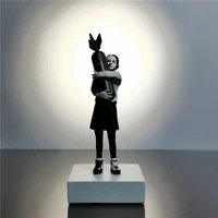 modern art luxurious black white bomb hugger banksy bomb girl street art resin statue creative home best present