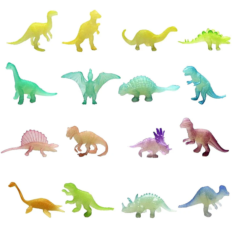 

16 Pcs/set Mini Luminous Jurassic Noctilucent Dinosaur Toy Glow In The Dark Dinosaurs Baby Boys Gift for Kids Novelty Model