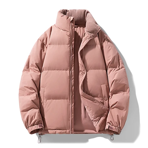 Пуховик мужской однотонный Повседневная Свободная утепленная уличная куртка с