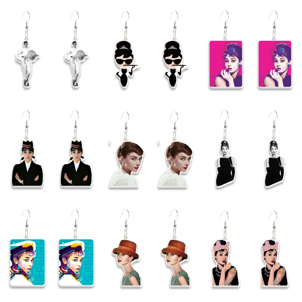 

Acrylic Audrey Hepburn Earrings Big Long Dangle Drop Unique North America Animal Jewelry For Women Girls Kid Gift